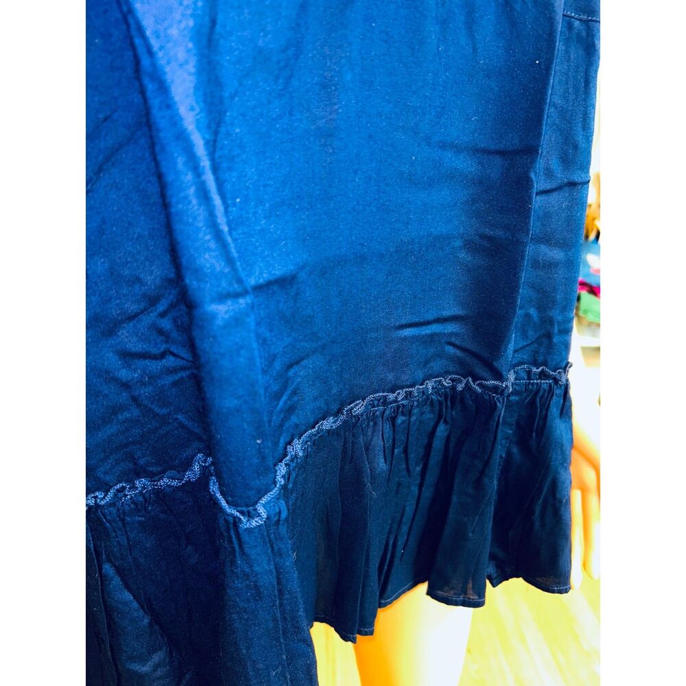 Free People Navy Blue Ruffle Top With Silver Embellished Beads size S/M E70 - Picture 6 of 12